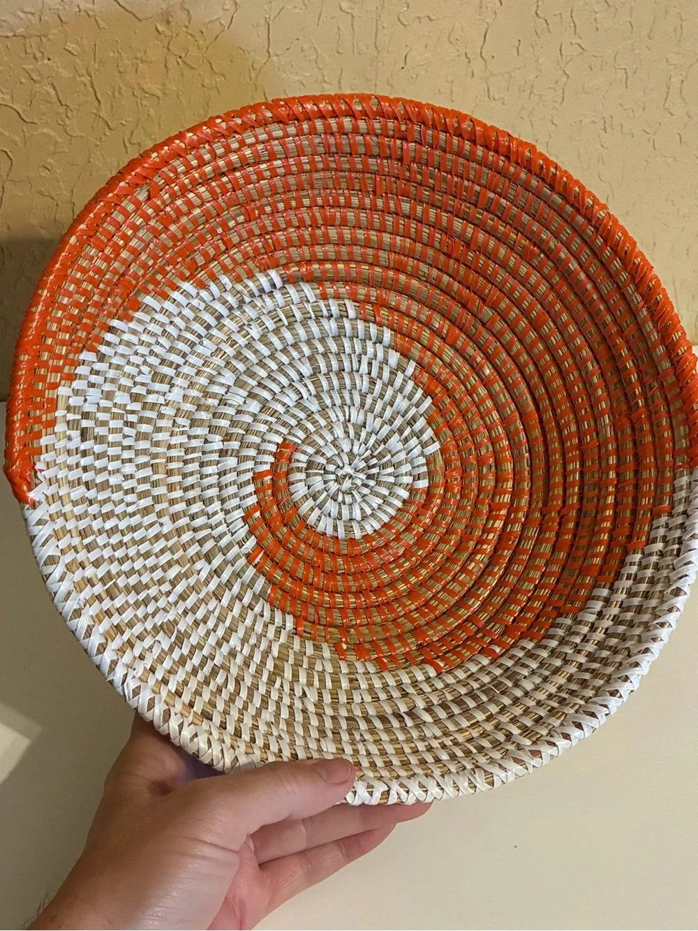 Handwoven African Fele Wall Basket Made In Senegal From Natural Fibers & Plastic
